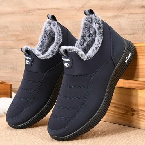 Winter Men Boots Plus Velvet Warm Snow Boots Men Work Casual Shoes High Top Cotton Shoes Non-slip Ankle Boots