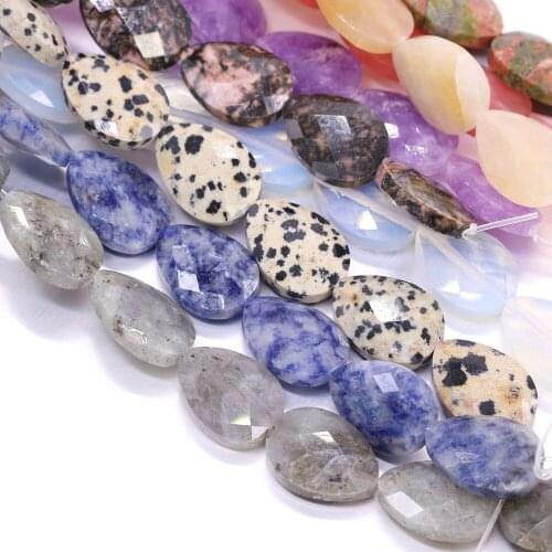 Natural Stone Crystal Faceted Beads Water Drop Shape Agates Amethysts Loose Beads for Jewelry Making DIY Bracelet Earring Women