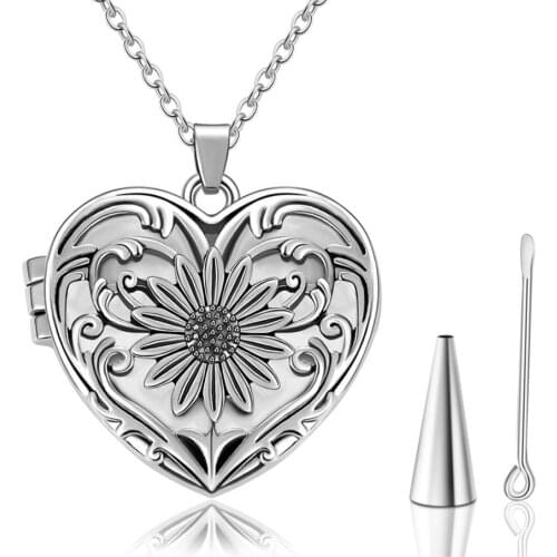 A Piece Of My Heart Is In Heaven High Quality Urn Cremation Necklace Pendant Sunflower Memorial Keepsake For Ash Jewelry
