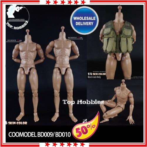 COOMODEL 1/6 Action Figure Toys 1:6 Scale Nude Male Muscle Body Figure Model D009 BD010 Collectable For 12Inch Head Sculpt Doll