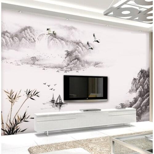 COVPAW Wall Stickers Chinese Style Painting Landscape Mountain Living Room Bedroom Home Decor Wall Decal Wallpaper Mural Poster