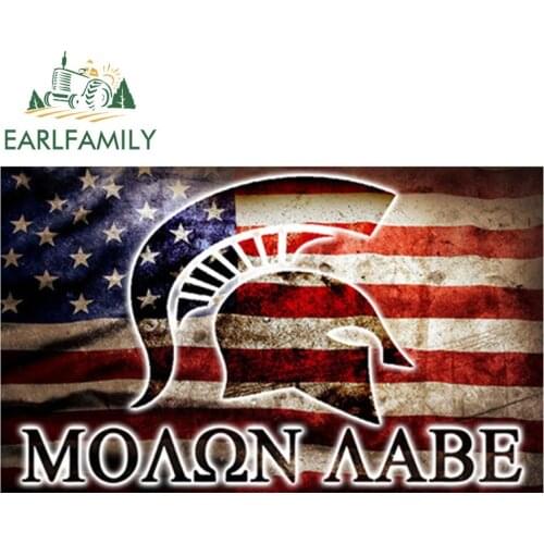 EARLFAMILY 13cm x 7.8cm Molon Labe Sticker Decal Set 2nd Amendment American Flag Car Window Body JDM Vinyl Car Sticker