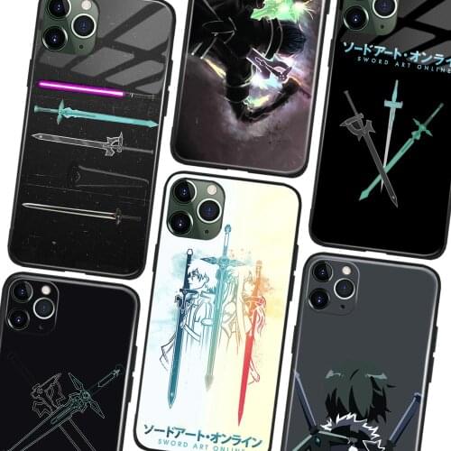 Elucidator Dark repulser SAO Kirito Glass Soft Silicon Phone case For iPhone 6 6s 7 8 X Xr Xs 11 12 mini Pro Max cover shell