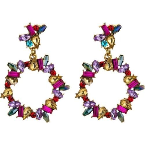 European Exaggerated Round Acrylic Earrings Womens Fashion Personality Banquet Party Earrings Casual Catwalk Earrings