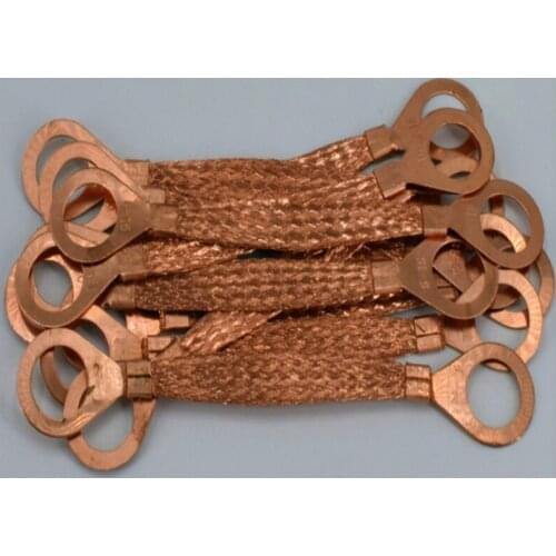 5pcs 6mm square pure copper flange electrostatic jumper anti-static flange ground connecting wire copper braided tape