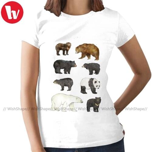 Wild Animals T-Shirt Bears T Shirt Purple Cotton Women tshirt Short Sleeve Graphic Funny Ladies Tee Shirt