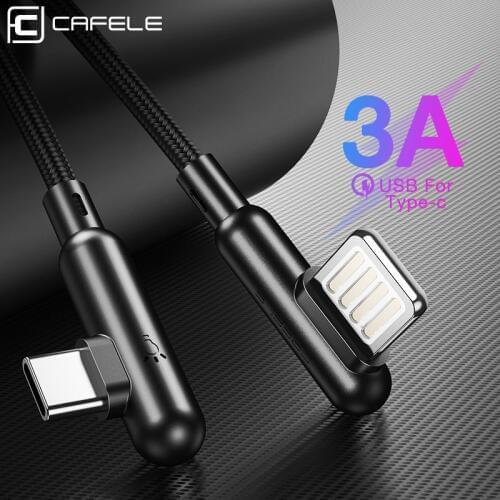 Cafele USB Type C Cable For Huawei p20 30 pro 90 Degree USB C Mobile Phone Cable 3A Fast Charging For Xiaomi 9 Redmi Note 7 Cord