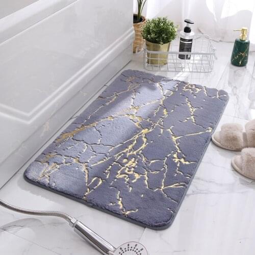 Artificial Rabbit Fur Bath Mat Fashion Hot Stamping Texture Pattern Bathroom Carpet Non-slip Absorbent Foot Mat Bath Rug