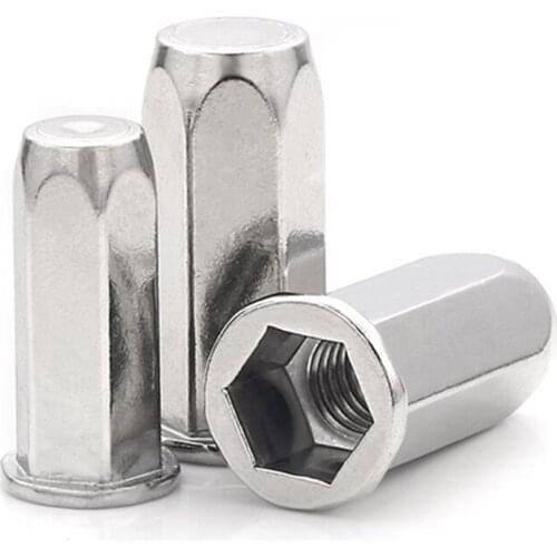 M4 m5 m6 m8 m10 Close End Rivet Nut ,304 stainless steel flat head full hex body rivet nuts ,K016