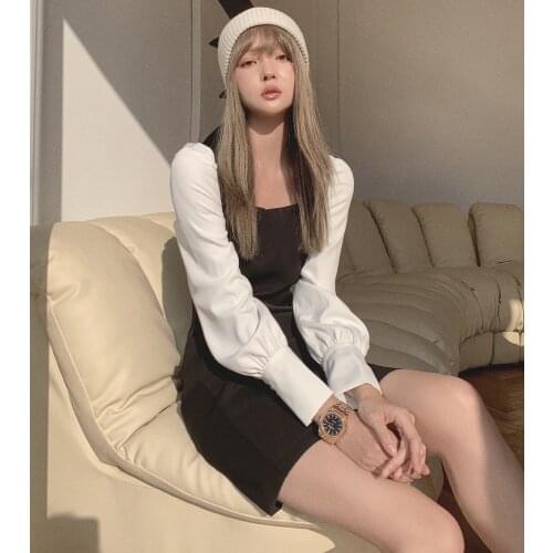 Puff Sleeve Mini Dress for Womens 2021 Fashion Trends Streetwear Clothing Ladies Evening Party Black Dresses Birthday Clothing