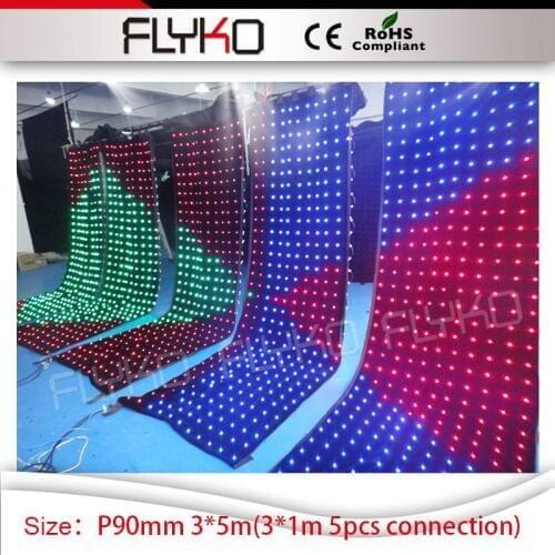 Soft display screen flexible curtain RGB3in1 led video cloth for stage backdrop P90mm 3m*5m