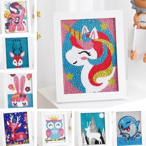 Diamond Painting Kits for Kids Deer Unicorn Owl Crystal Rhinestone Diamond Embroidery Paintings Pictures Arts Craft Stickey Toys