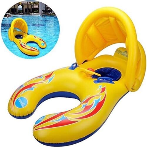 Inflatable Baby Float Swimming Ring Subshade Swim Float Ring Mother Children Swim Circle Safety Swimming Toys Swim Trainer