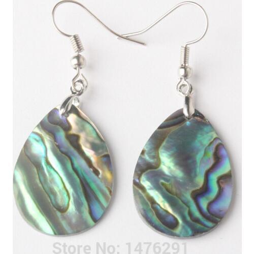 NEW Abalone Shell Thin Slices Teardrop Dangle Earring 1 Pair