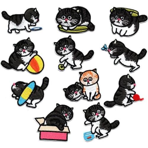New Style Kawaii Funny Cat Animals Patches Sewing Embroidered Applique for Jacket Clothes Stickers Badge DIY Apparel Accessories