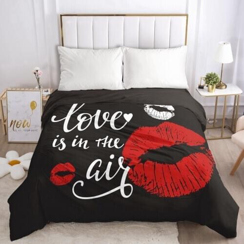 3D Duvet Cover with Zipper Comforter Blanket Quilt Cover 240x220/90/135/150 Fashion Bedding Bag Love Kiss Drop ship