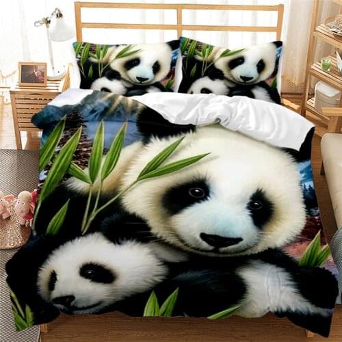 Panda Tiger Bedding Set 3D Printed Animal Duvet Cover Twin Full Queen King Double UK Supking Sizes Bed Linen Pillowcase