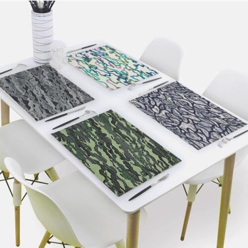 Camouflage Print Placemat for Dining Table Line Drink Coasters 32x42cm Rectangle Coaster Tableware Mat Kitchen Decoration