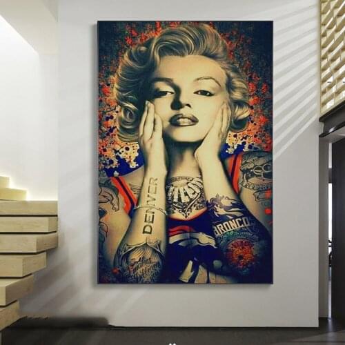 Retro Magazine Posters Monroe Movie Star Beautiful Woman With Tattoos Picture Nordic Canvas Painting Wall Art Living Room Decor
