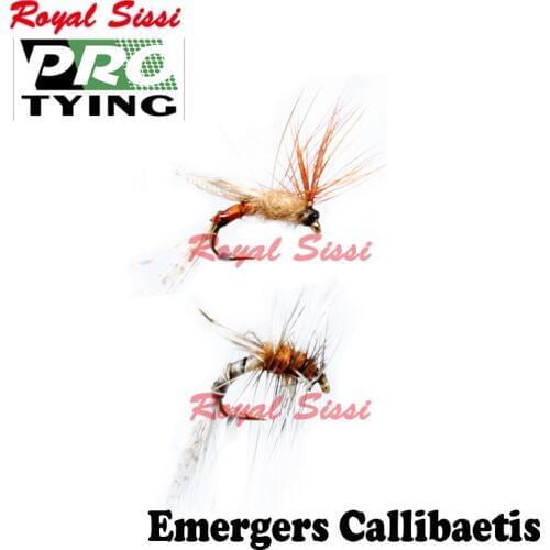 Royal Sissi 6pcs hand tied 16# trout fishing insect lure bait 2 optional styles emergers callibeatis fly fishing mayfly flies