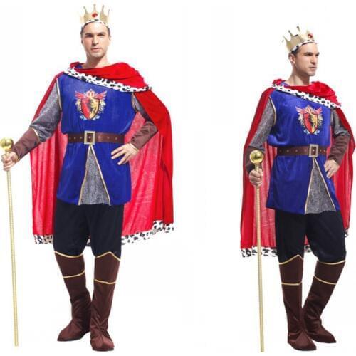 Christmas Carnival Halloween Costumes for Men Adult Masquerade Party Fancy Dress Cosplay King Costume Man Prince European mediev
