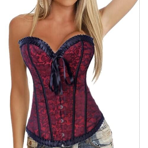 Sexy Corset Women Bustier Gothic Steampunk Corsets and Bustiers Corselet Slimming Lace Floral Party Shows Club Tops