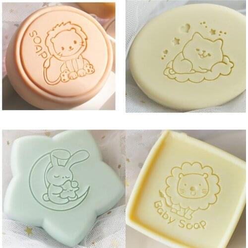 Lovely Handmade Clear Stamps Animal rabbit cat lion pattern Seal Soap Making Mold Natural Crafts Chapter Custom Stationery