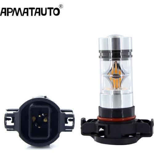 2pcs White Amber Yellow PSX24W H16 5202 High Power 100W 3030 20SMD LED Bulbs For Fog or Daytime Running Lights 12v-24v