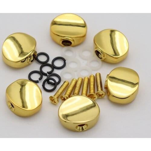 6pcs Electric Guitar Tuners handle Metal Button head hat handle Plastic small concave hand