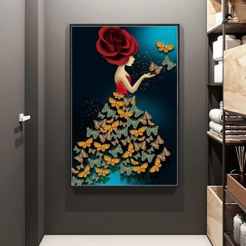 Needlework,DIY Printed Patterns Ballet Cross Stitch,Sets For Embroidery Kit Full Embroidery Butterfly,Flower Cross-Stitching