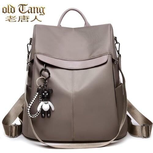 High Quality Solid Color Waterproof Casual Backpacks for Women 2021 New Anti-theft Rucksack Lightweight School Shoulder Bag