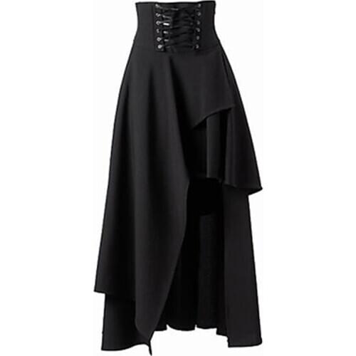 Skirt Women Lolita Strap Black Gothic Skirts Female Fashion High Waist Irregular Gothic Steampunk Party Skirts