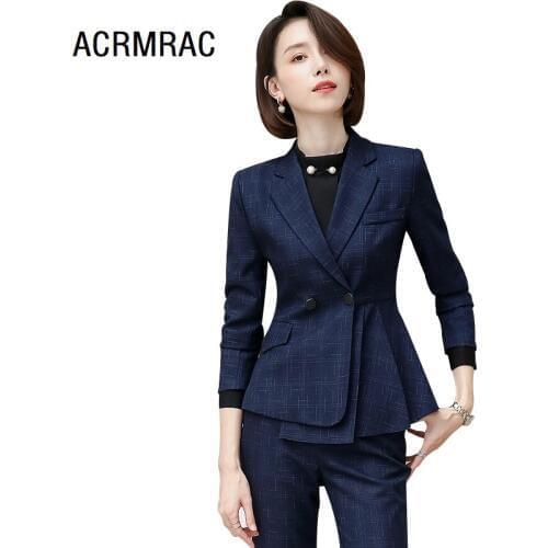 Women suits Slim spring Long sleeve jacket pants 2-piece set OL Formal Business Women pants suits Woman set suits 6966