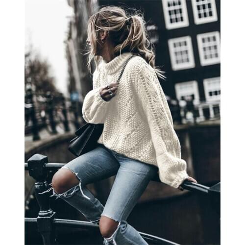 Plus size knitted sweater White purple blue green solid lazy oaf pullover Fall 2020 long sleeve oversized sweater