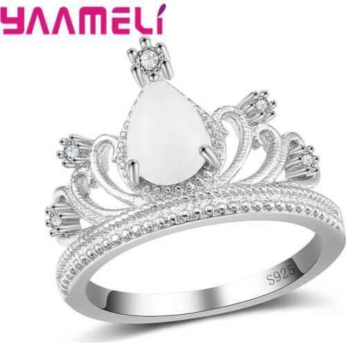 Hollow Sweet Princess Crown Rings For Women 925 Sterling Silver Cubic Zircornia Flower Finger Engament Ring Jewelry