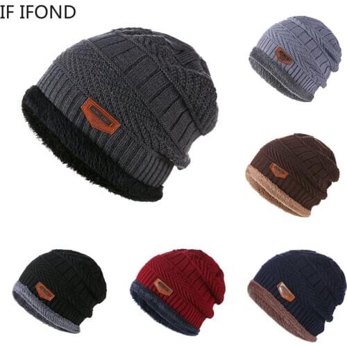 Winter Mens Hip-Hop Skullies Beanies Thick Plus Velvet KnittedCap for Women Soft Comfortable Warm Solid Bonnet