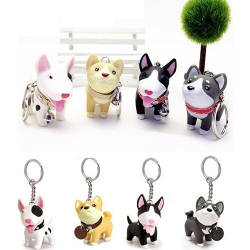 1pcs Anime Figure Dog Keychain Hand-painted Craft Dog Bull Terrier HUSKY Keychain PVC Vinyl Animal Figure Toy for Car Keychain