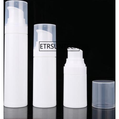 100pcs 15/30/50ml Portable Empty Refillable Bottles Pump Airless Pump Cosmetic Containers With Transparent Cap F2960