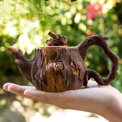 180ml Authentic old purple clay pot Chinese Manual custom tea pot set Lizard pottery bamboo section stump zisha teapot Gift