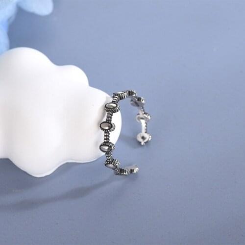 925 Sterling Silver Oval Open Ring Thai silver Craft Personality Retro Ring Female Jewerly