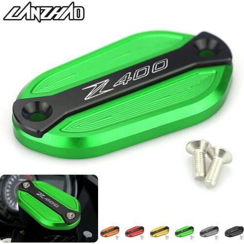 Motorcycle CNC Aluminum Front Brake Reservoir Fluid Tank Oil Cup Cover Guard Modified Accessories for Kawasaki Z400 2019 and Up
