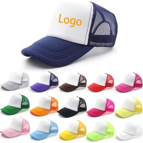 Childrens Kids Free Printing Customized Logo Mesh Trucker Hat Fashion Boys Hat Travel Team Baseball Cap Truker Cap