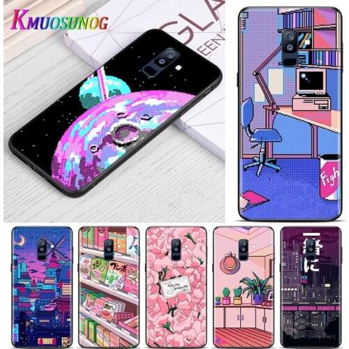 Cute Pixel Art For Samsung Galaxy A9 A8 Star A8S A7 A6 A6S A5 A3 Plus 2018 2017 2016 A750 Black Phone Case