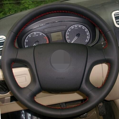 Black Hige Sofe Faux Leather Car Steering Wheel Cover for Skoda Roomster 2006-2009 Fabia Octavia 2004-2009 Superb 2006-2008