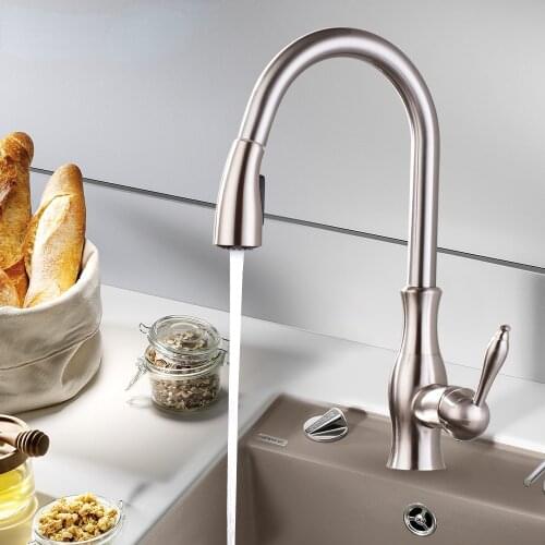 Black Pull Out Kitchen Sink Faucet Single Handle Chrome Taps Kitchen Tap 360 Swivel Water Mixer Tap Single Hole Water Mixer Taps