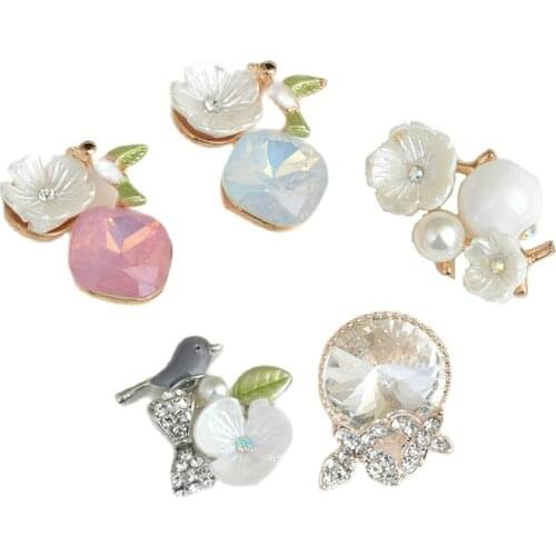 Flower Crystal Rhinestone Buttons Flatback Embellishment for Craft DIY Hair Bow Wedding Shoes Metal Decorative Buttons 10pcs/lot