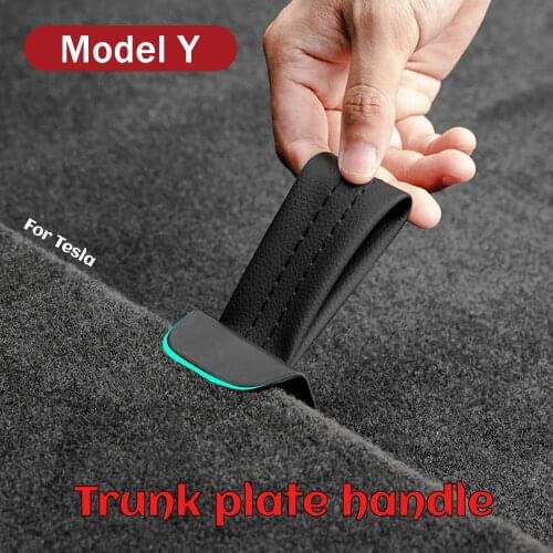 For Tesla model Y Car Trunk Tail Cover Bottom Plate Mat Floor Carpet Handle model Y Trunk plate handle Auto Accessories