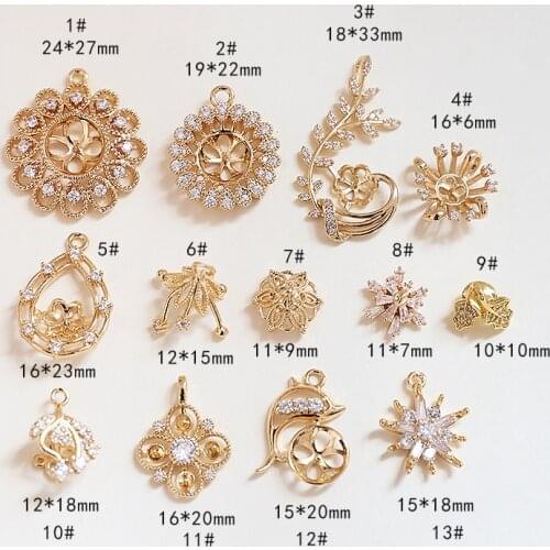 Retro palace style diamond round with septum preservation copper pendant diy handmade jewelry earrings accessories material