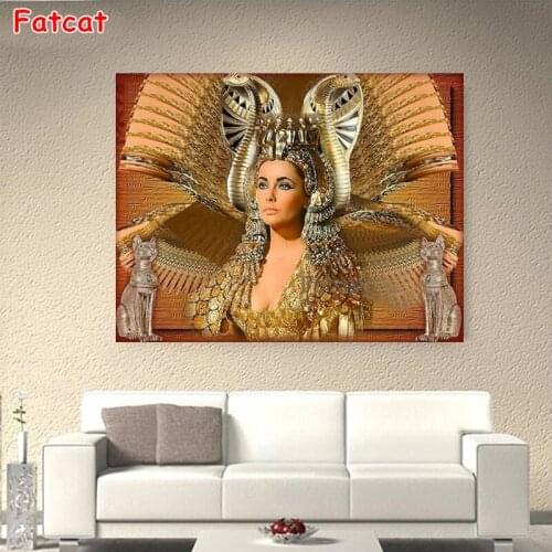 Egyptian queen and cobra Diamond Painting Wall Sticker full Square Round Rhinestone Home Decor Embroidery with diamonds PP2376
