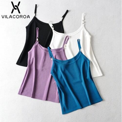 Off Shoulder Elastic pearl sling Top Ladies Clothes Solid Slim Female Tank-top Casual Cropped-top Women Clothing Summer 2021